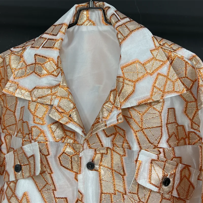 PFHQ Summer Thin Short Men's Jackets New Single Breasted Pattern Abstraction Titled Pockets Popular Male Youth Chic Coat 21Z4264