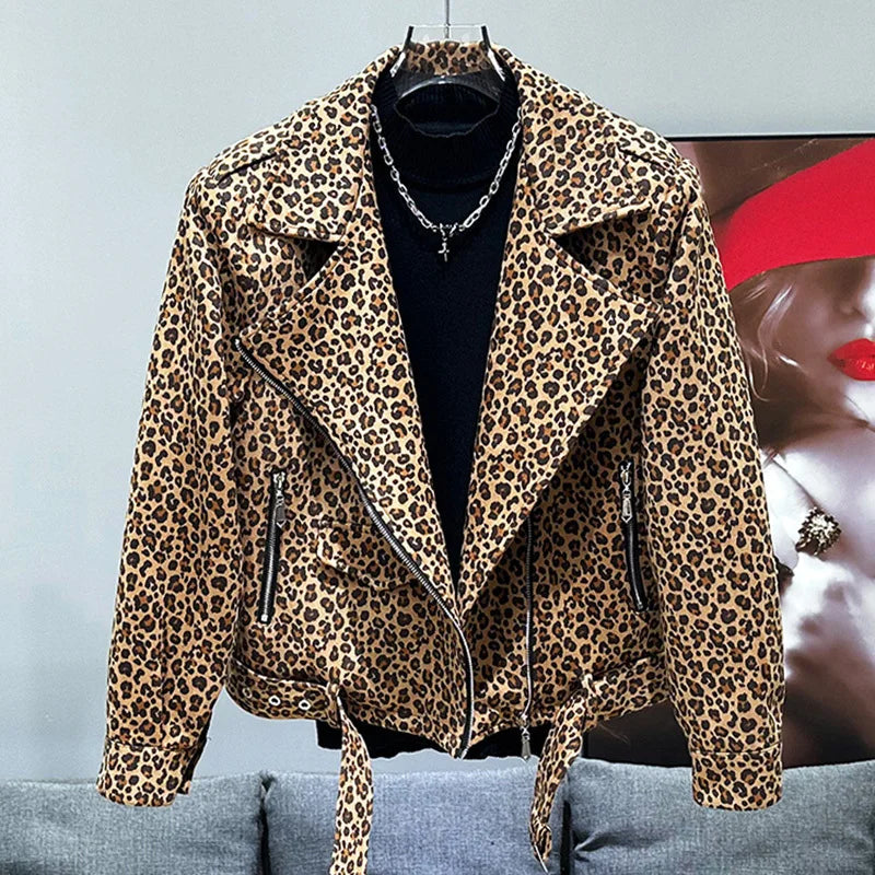 PFHQ American Trend Leopard Print Design Short Jacket New Trendy Loose Cool Casual 2024 Contrast Color Male Tops 21Z6535