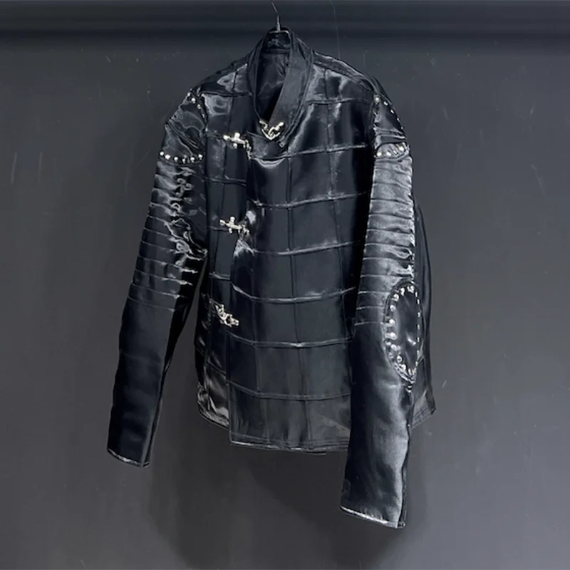 PFHQ Motorcycle Male Jackets Rivet Metal Darkwear Loose Fitting Korean Version Reflect Light Men's Outdoor Spring Coat 21Z4283