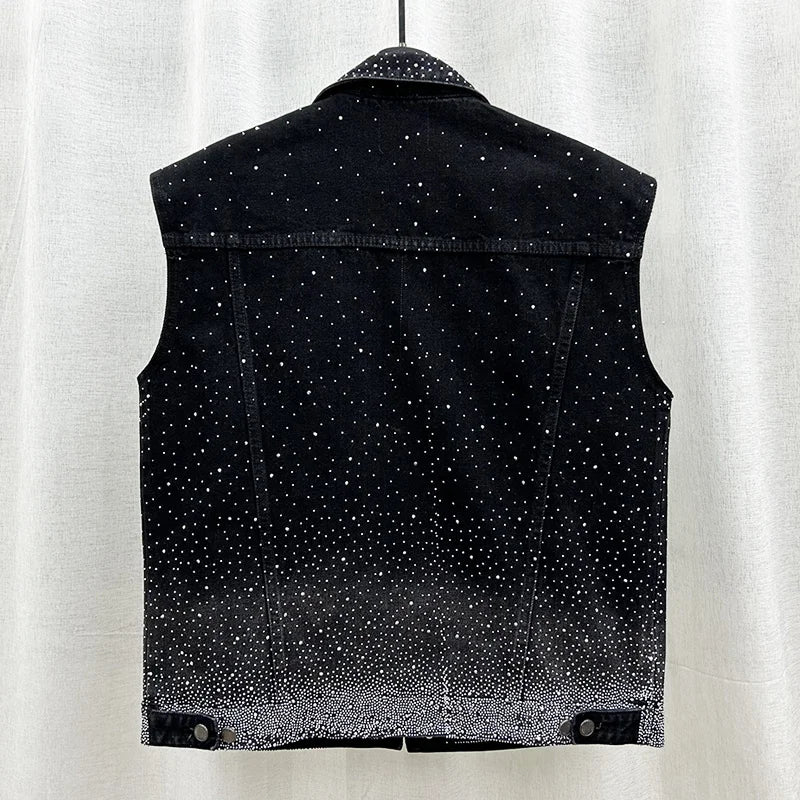 PFHQ Fashion Casual Hot Drill Denim Vest For Men New Patchwork Men's Single Breasted Sleeveless Jackets Summer 2023 Tide 21F3661