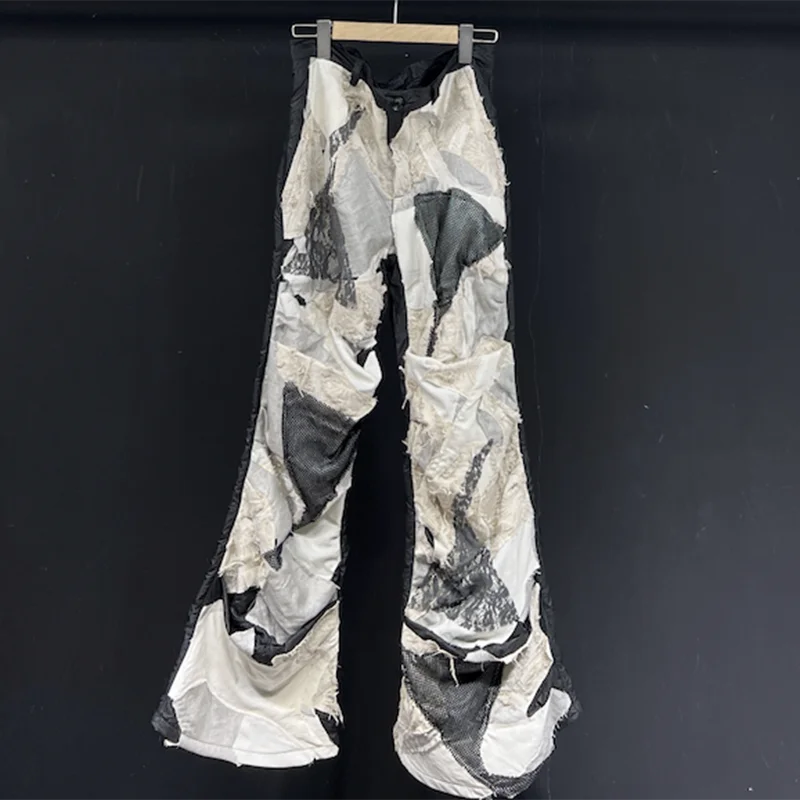 PFHQ Men's Hole Tie Dye Summer Pants Streetwear Straight Splice Random Personality Loose Sports Male Worn Out Trousers 21Z4836