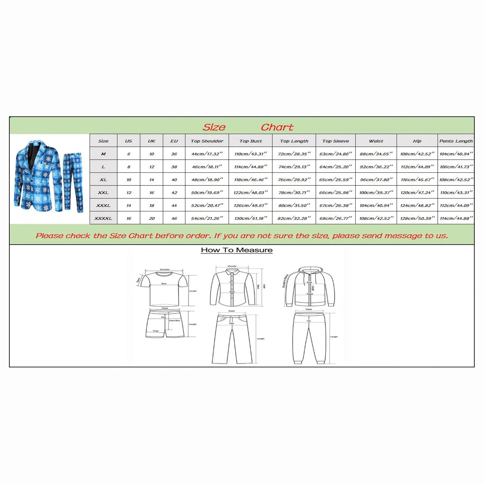 Men Jacket Pants Suit  Business Casual Cartoon Santa Snowflake Print Blazers Set Men New Year Party Coat Long Trousers Sets