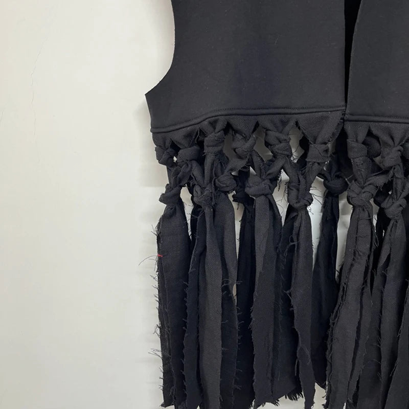 PFHQ Men's Handwoven Darkwear Lace Beggar Vest Layered Fashion Personalized Versatile Abstraction Waistcoat Tide Autumn 21Z3644