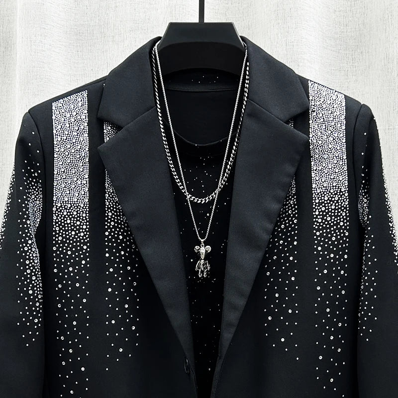 PFHQ Korean Temperament Blazers Men's Heavy Industry Hot Diamond Suit Jackets Trendy Handsome Ins Loose Cool Coat Autumn 21Z2344