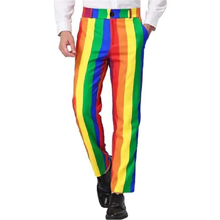 Summer Men's Fashion Striped Straight Pants 3D Printed Small Feet Comfortable Business Casual Pants Suit Pants
