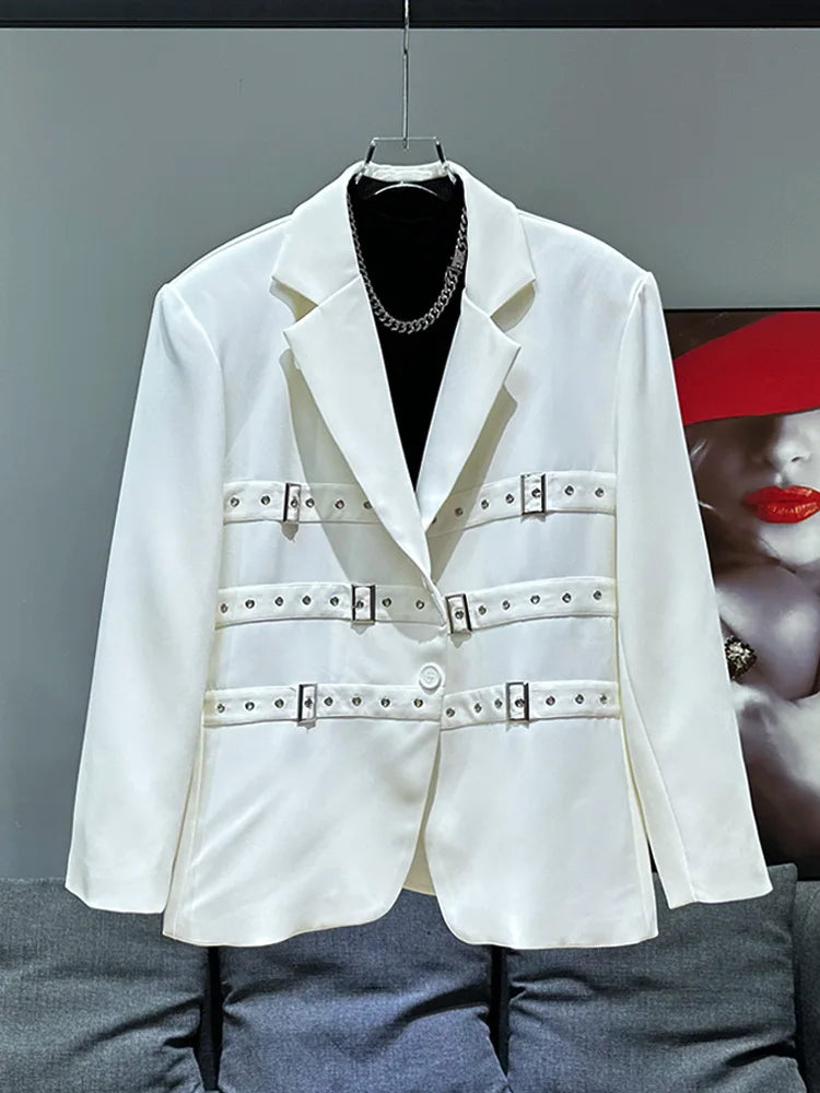 PFHQ Haute Quality Men's Blazer Fashion Temperament Single Breasted Metal Deconstruction Decoration Loose Jackets Summer 21Z4610