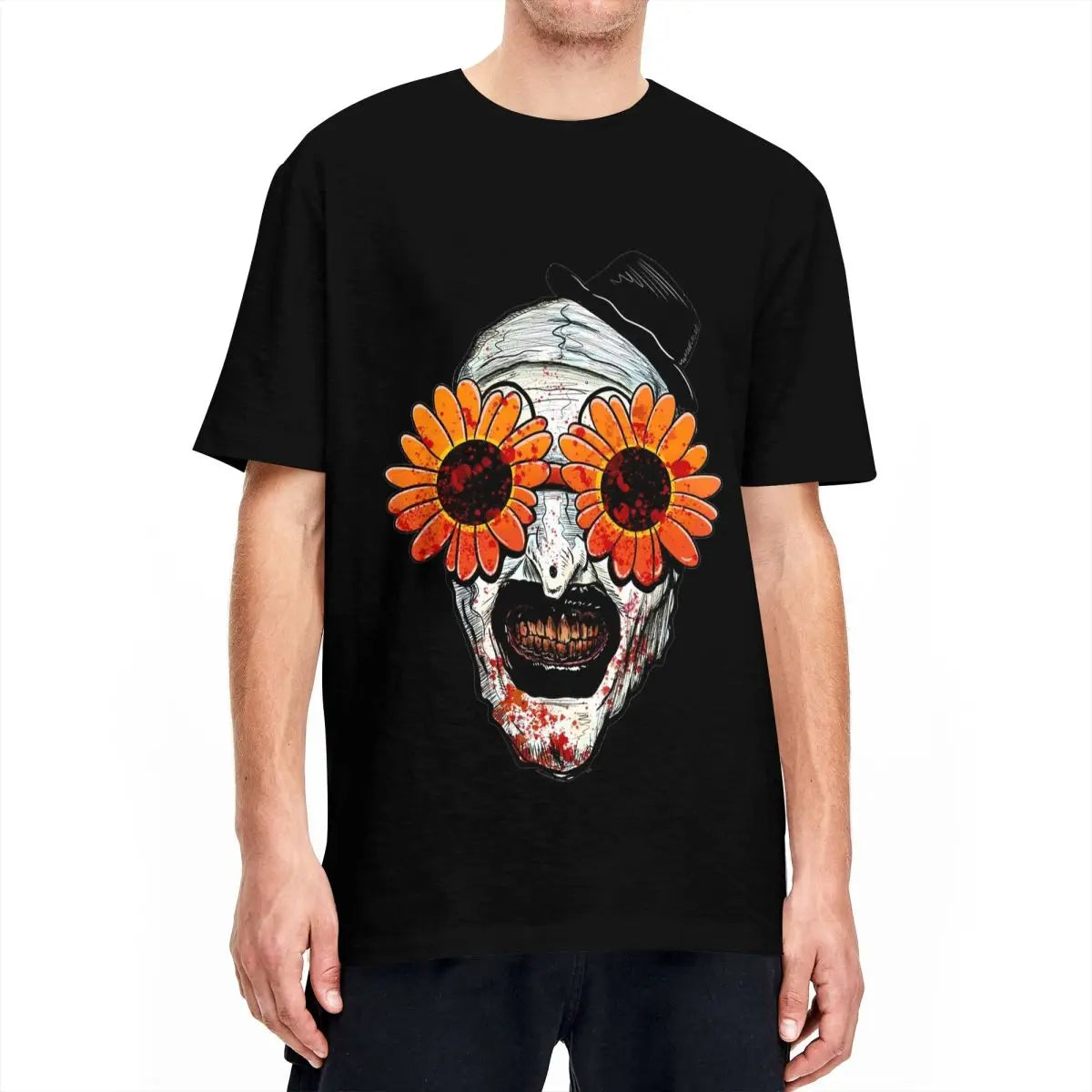 Men Women's Art The Clown Terrifier 2 Sunflower Sunglasses T Shirts Horror Movie Cotton Tops Fashion Tees Plus Size T-Shirt