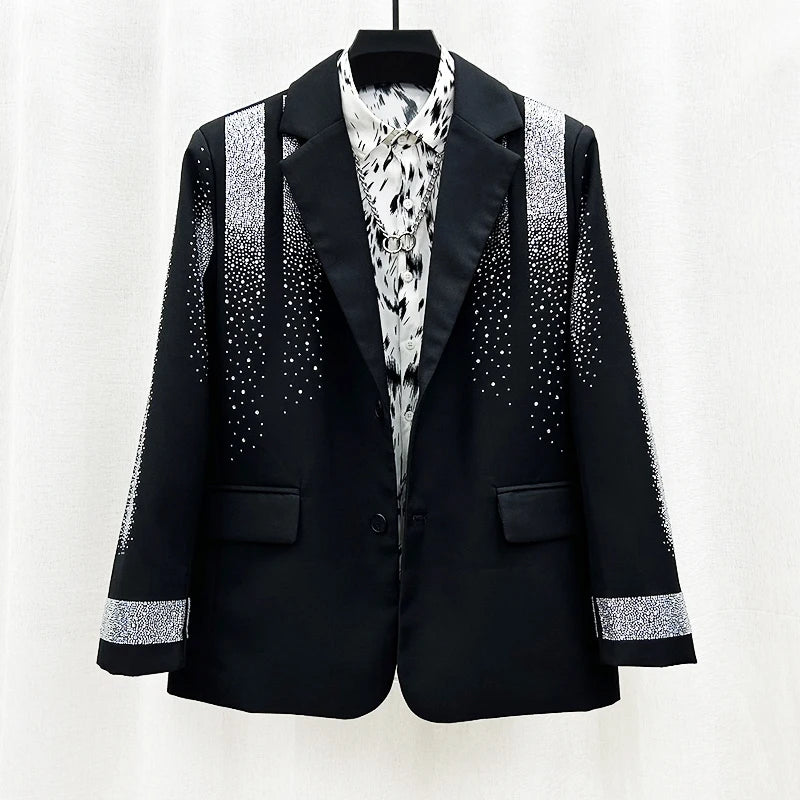 PFHQ Korean Temperament Blazers Men's Heavy Industry Hot Diamond Suit Jackets Trendy Handsome Ins Loose Cool Coat Autumn 21Z2344