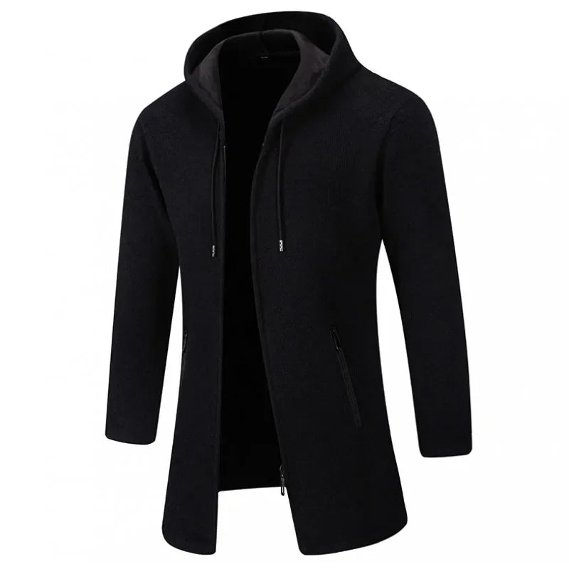 Autumn Winter Men's Casual Knitted Coat New Velvet Padded Jacket Male Hoodies Warm Jumper Fashion Zipper Mens Cardigan