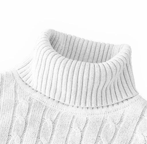 Men's High Neck Sweater Solid Color Pullover Knitted Warm Casual Turtleneck Sweatwear Woolen Mens Winter Outdoor Tops