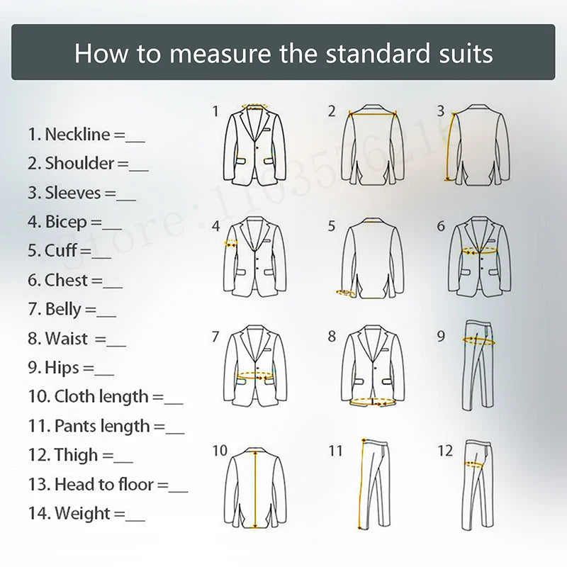 Luxury 3 Pieces Men's Suits Jewel Decoraction Jacket Vest Pants Suit for Party Prom Wedding Groom