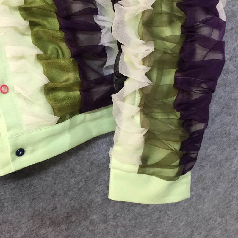 PFHQ Men's Trendy Colorful Contrast Organza Jackets Loose Fitting Sweater Cool Light Luxury High Quality Creativity Coat 21Z1424