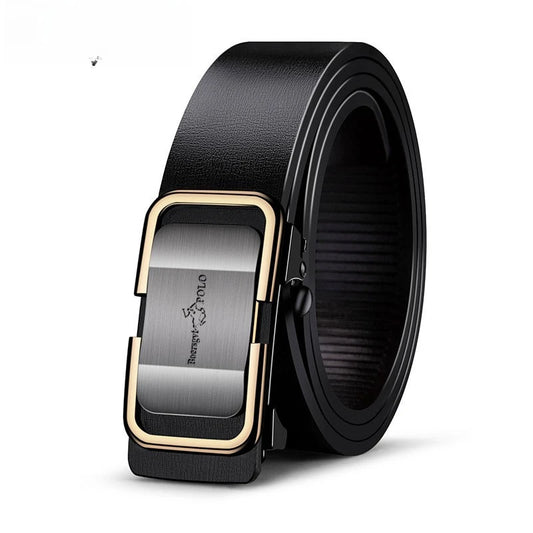 2025 Men's Genuine Leather Belt Automatic , Top Grain Cowhide, Adjustable Waistband, Business Casual Style