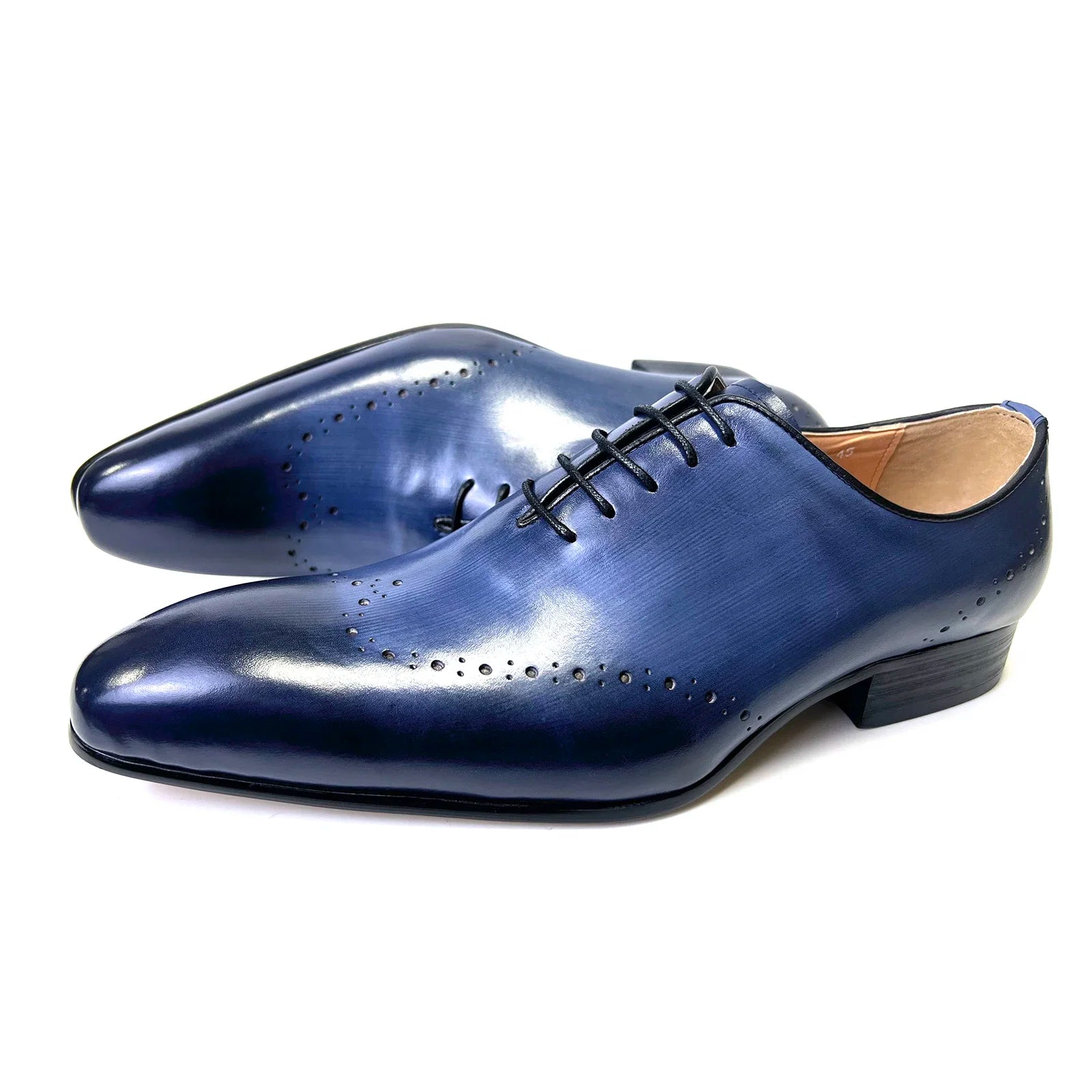 LUXURY MEN LEATHER SHOES LACE UP POINTED TOE CASUAL MENS DRESS SHOES BLUE WEDDING BUSINESS FORMAL OXFORD SHOES FOR MEN