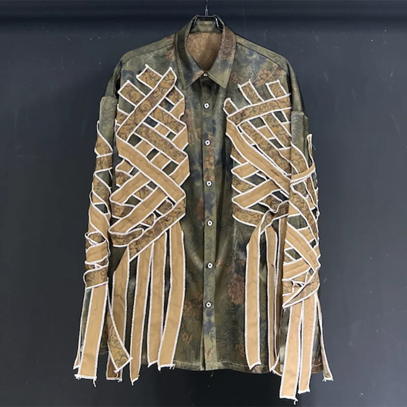 PFHQ Ice Silk Cool Shirts Men's Summer Long Sleeved Chinese Vintage Sun Protection Light Luxury Print Personality Tops 21Z4529