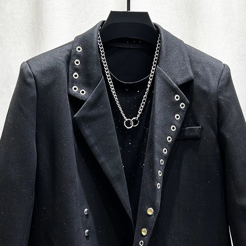 PFHQ Men's New Blazers Heavy Industry Niche Design Metal Rivet Korean Version Handsome Loose Fitting Suit Jackets Autumn 21Z4176