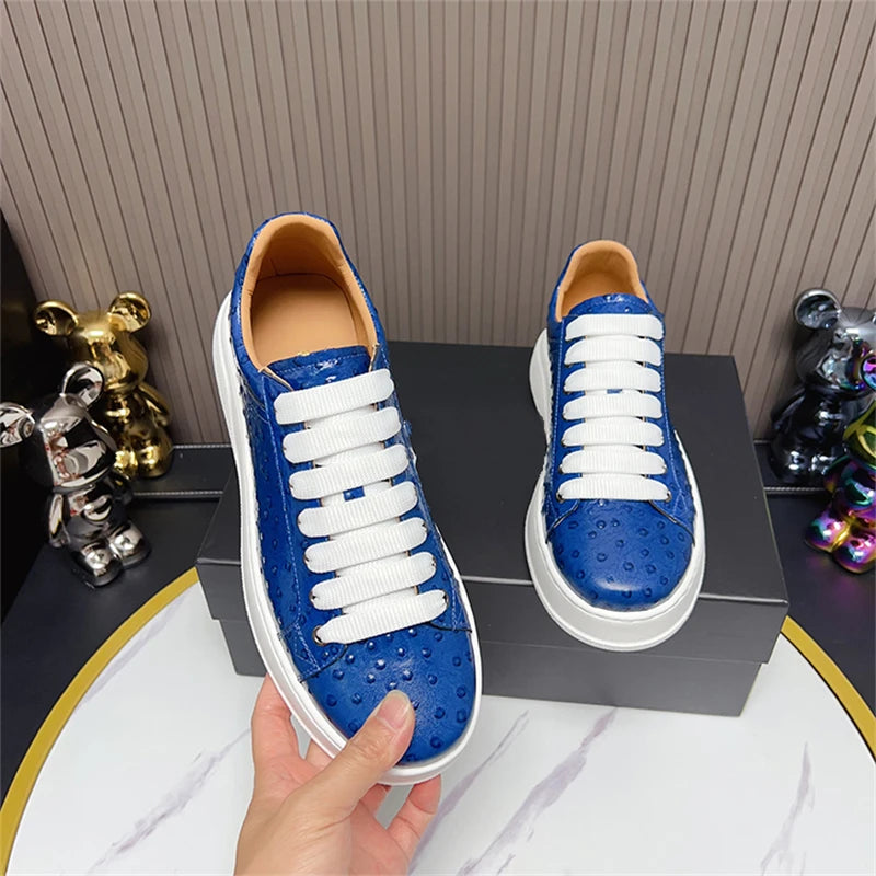 Men Crocodile Pattern Leather Flat Sneakers Newest Newest Round Toe Lace-up  Platform Sneakers Causal Flats Shoes