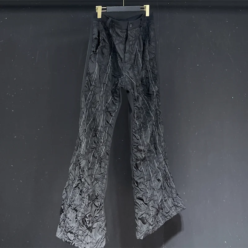 PFHQ Men's Darkwear Loose Texture Pants High Quality Handsome Advanced Streetwear Pockets Summer Straight Male Trousers 21Z4465