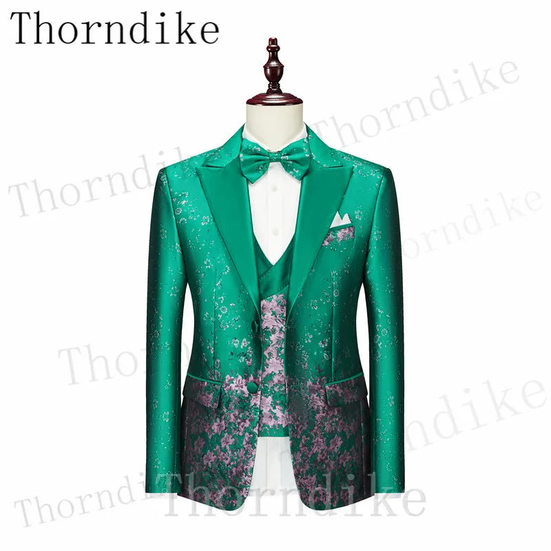 Thorndike Jacket Pants Vest Men 3 Pieces Slim Casual Suit Trousers Set Male Wedding Groom Dress Business Blazers Coat Trousers