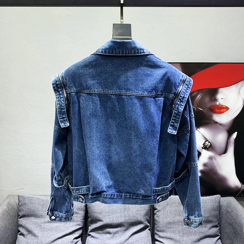 PFHQ Loose Niche Design Shoulder Pad Men's Trendy Casual Denim Coat High Quality Street Elegant 2023 Spring Stylish Jackets New