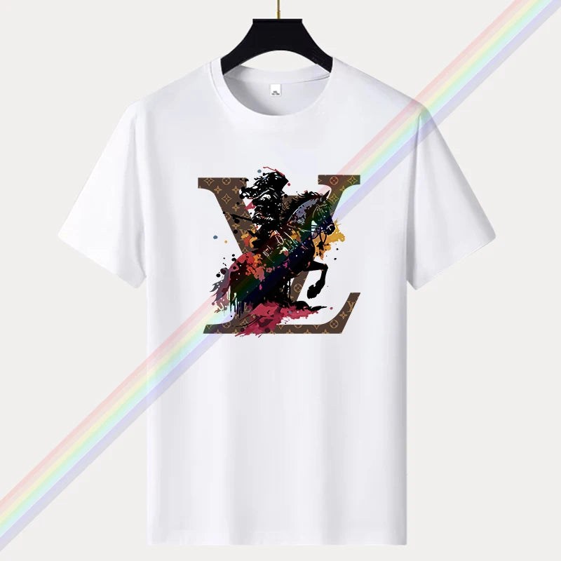 Fashion horse Pattern Print T-shirts for Men Luxury brand Designer Men Short Sleeve Tee Clothes Men letter Print T-shirt Y2K
