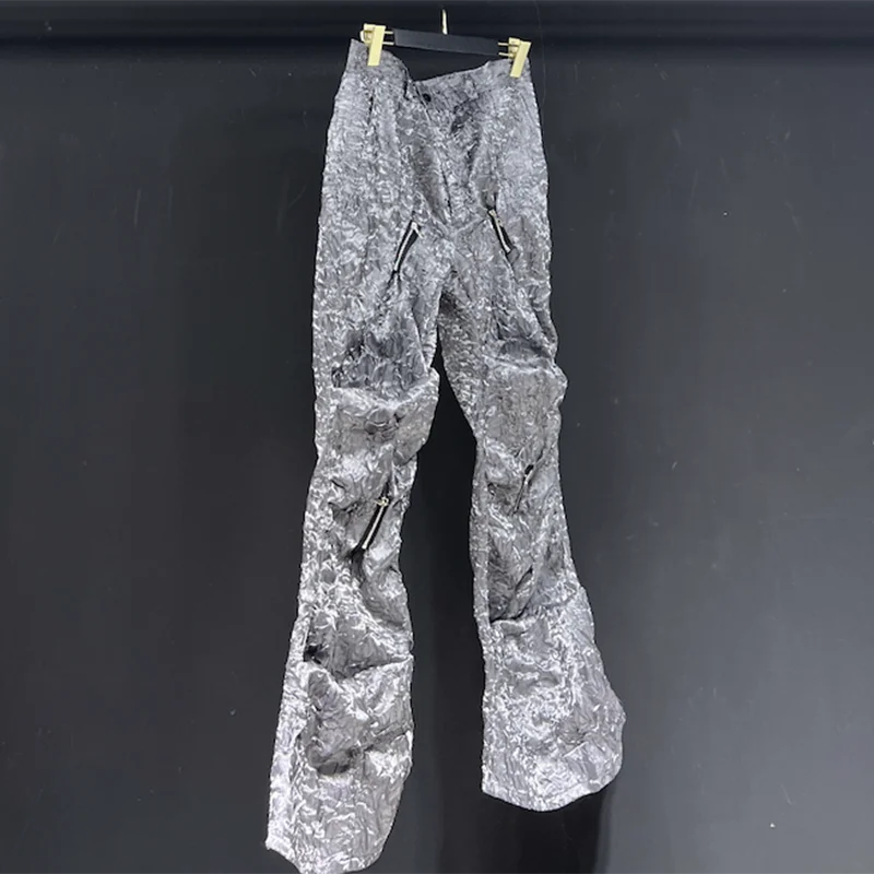 PFHQ Men's Textured Pants Heavy Industry Wide Leg Flared Haute Quality Plicated Design Handsome Spring Outdoor Trousers 21Z4282