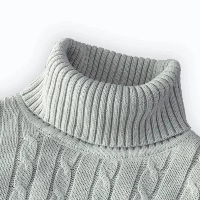 Men's High Neck Sweater Solid Color Pullover Knitted Warm Casual Turtleneck Sweatwear Woolen Mens Winter Outdoor Tops