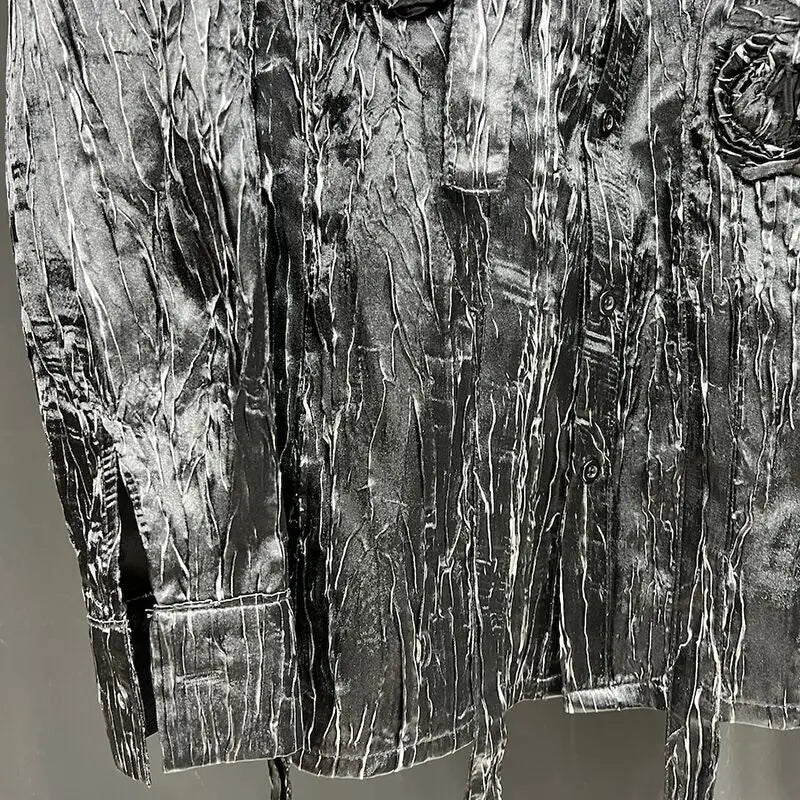 PFHQ Men's Shirts Lightning Texture New Design Long Sleeved Handmade Flowers Single Breasted Sports Darkwear Tops Summer 21Z4540