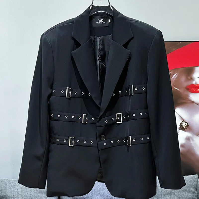 PFHQ Haute Quality Men's Blazer Fashion Temperament Single Breasted Metal Deconstruction Decoration Loose Jackets Summer 21Z4610