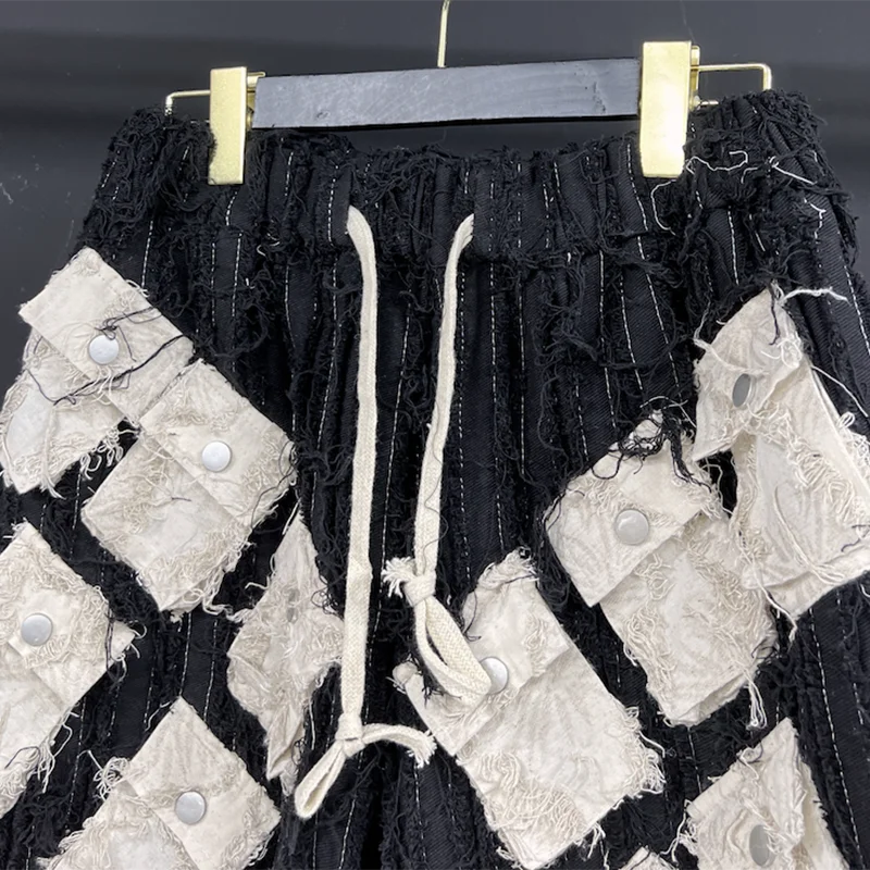 PFHQ Men's Summer Denim Shorts High Street Drawstring Multi Pockets Design Outdoor Haute Quality Male Avant-garde Pants 21Z4843