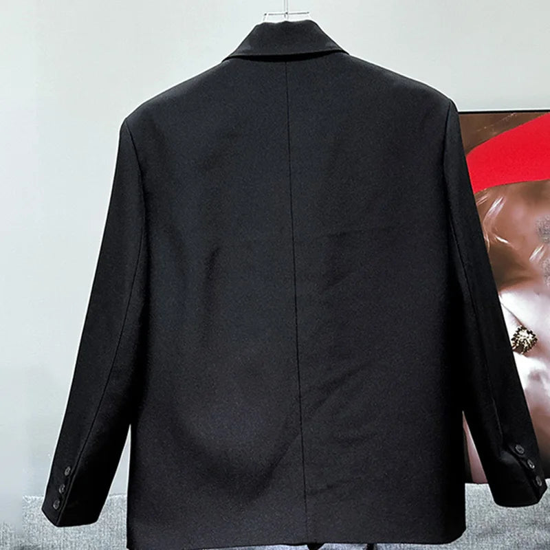 PFHQ Men's Hot Diamond Blazers Chain Decoration Loose Niche Streetwear Temperament Double Breasted Suit Jackets Summer 21Z4519