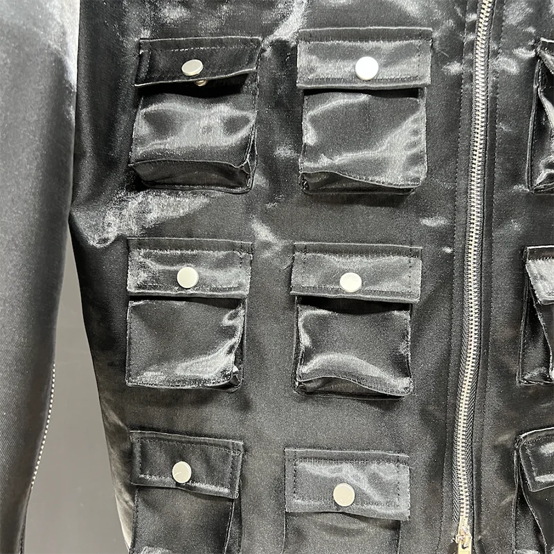 PFHQ Handmade Multi Pocket Men's Jackets Texture Reflective Darkwear Autumn Sunscreen High Street Zipper Creativity Coat 21Z2822