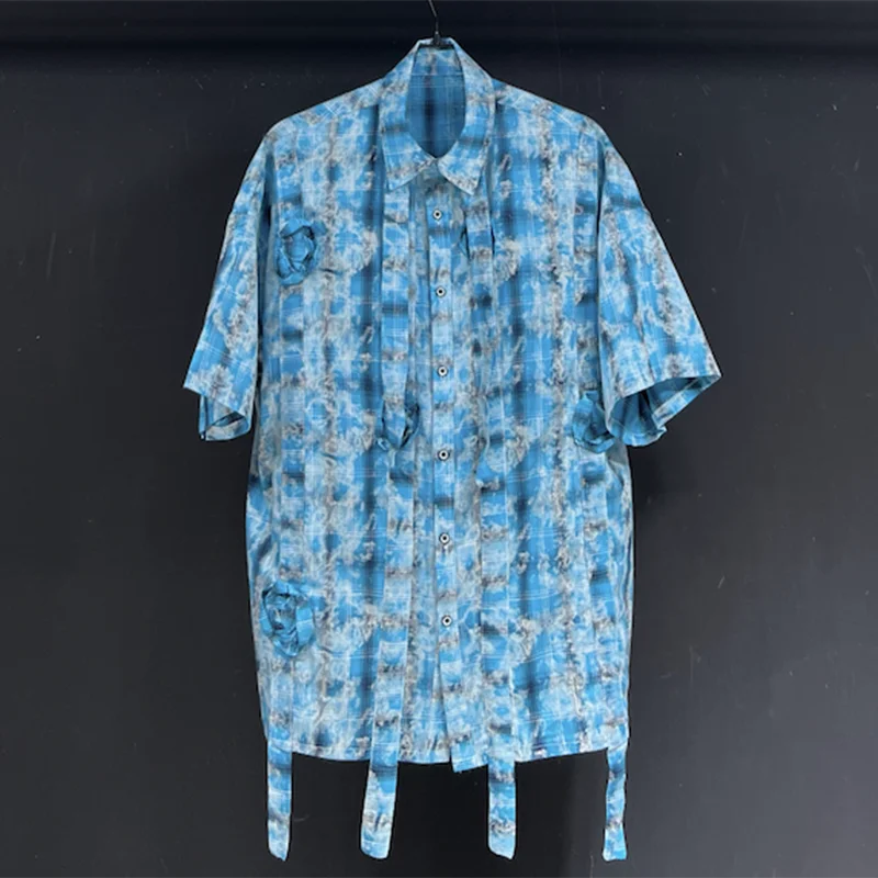 PFHQ Men's Full Print Short Sleeve Floral Shirts Summer 2024 New Loose Tie Dye Deconstruction Male Luxury Tops Handsome 21Z5032