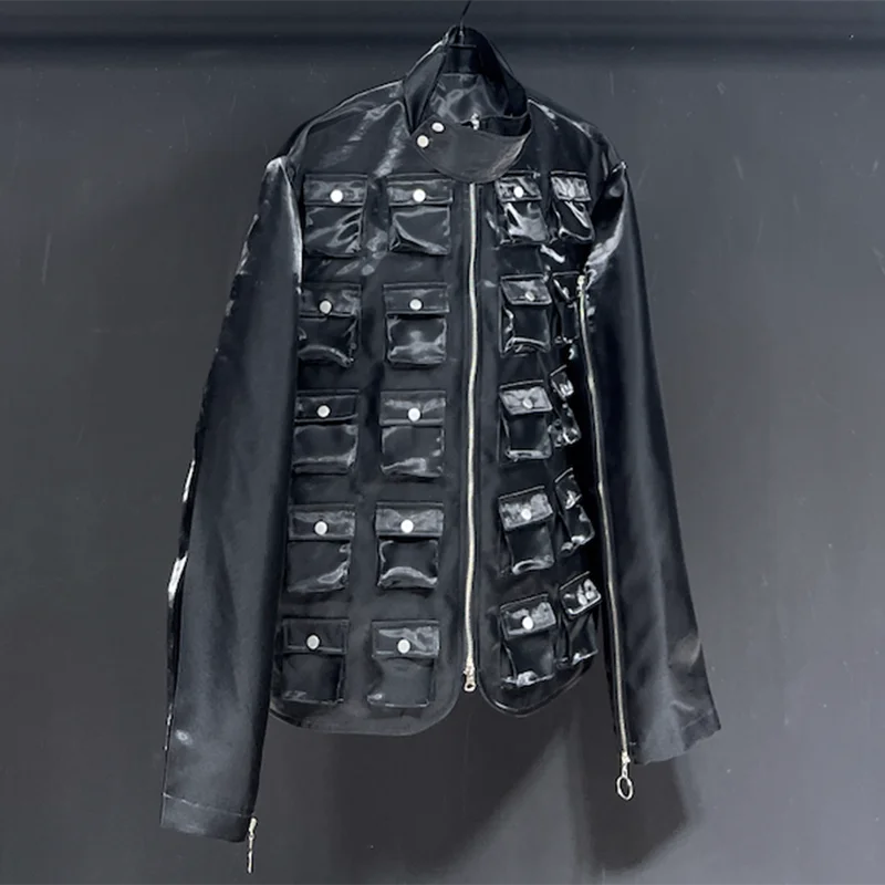 PFHQ Handmade Multi Pocket Men's Jackets Texture Reflective Darkwear Autumn Sunscreen High Street Zipper Creativity Coat 21Z2822