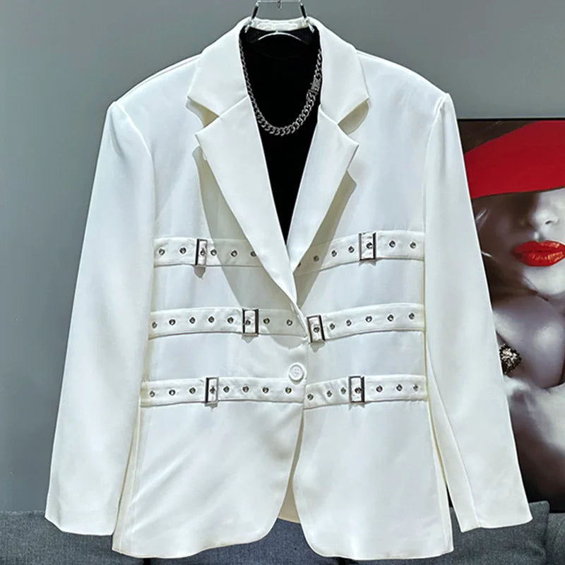 PFHQ Haute Quality Men's Blazer Fashion Temperament Single Breasted Metal Deconstruction Decoration Loose Jackets Summer 21Z4610