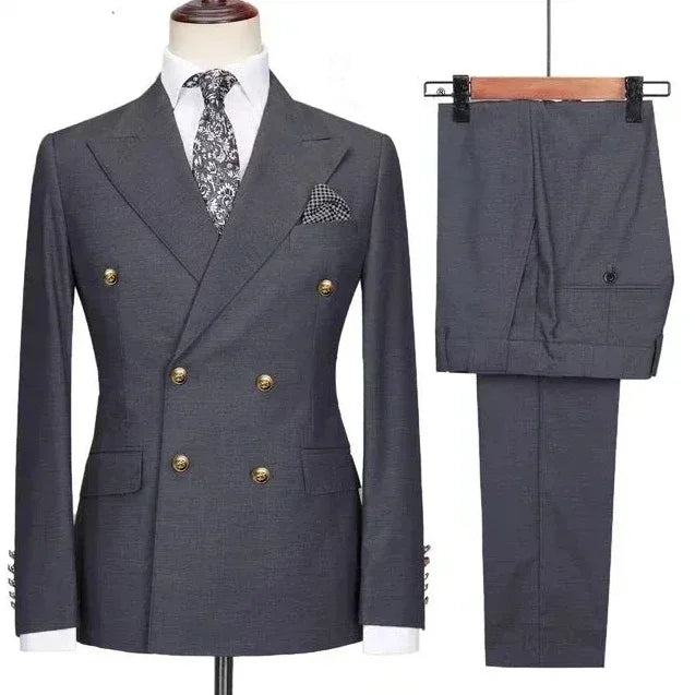 Suits For Men 2 Pieces Set Luxury Elegant Wedding Blazers Closure Collar Party Classic Full Jackets Pants Without Accessories