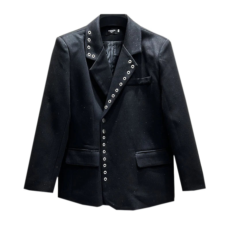 PFHQ Men's New Blazers Heavy Industry Niche Design Metal Rivet Korean Version Handsome Loose Fitting Suit Jackets Autumn 21Z4176