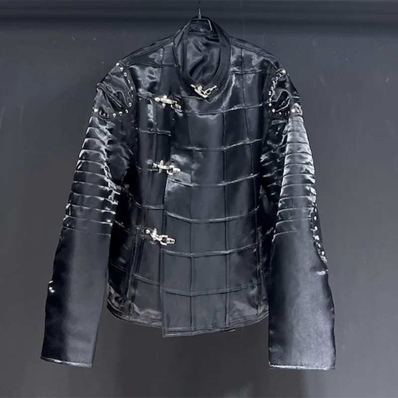 PFHQ Motorcycle Male Jackets Rivet Metal Darkwear Loose Fitting Korean Version Reflect Light Men's Outdoor Spring Coat 21Z4283