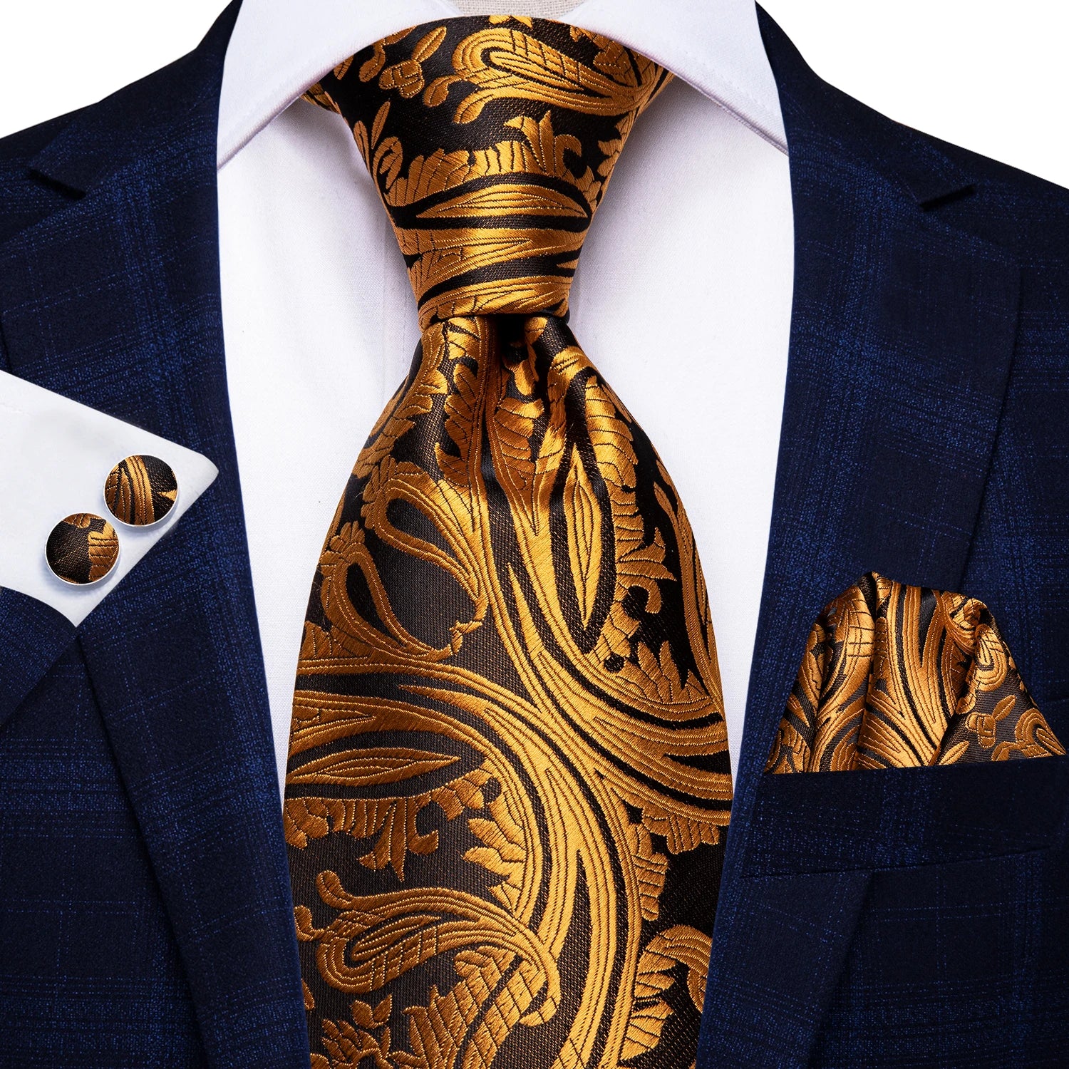 Hi-Tie Red Fashion Paisley 100% Silk Men's Tie Set 8.5cm Wedding Ties For Men New Design Hanky Cufflinks Set Quality Necktie