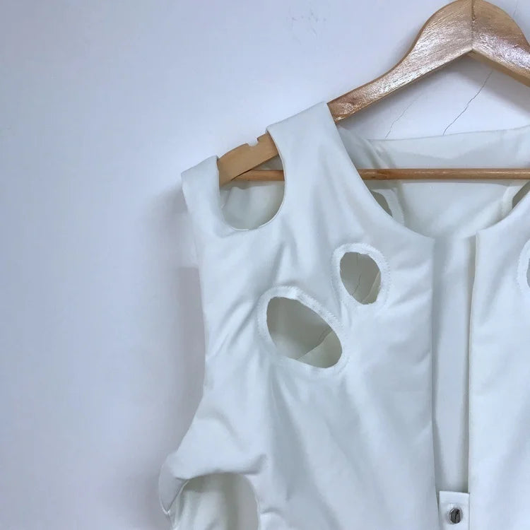 PFHQ Hollow Out Niche Design Elegant High Quality Sleeveless Vest Jacket Coat Original Trendy Streetwear 2024 Waistcoat 21F1840