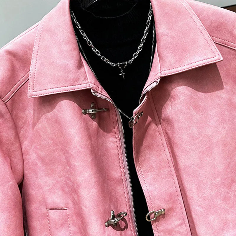 PFHQ 2024 New American Design Loose Versatile Men's Jacket 2024 Solid Color Turn-down Collar Single Breast Male Tops 21Z6684