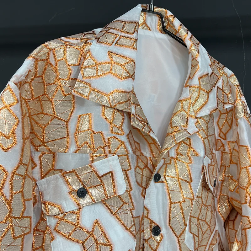 PFHQ Summer Thin Short Men's Jackets New Single Breasted Pattern Abstraction Titled Pockets Popular Male Youth Chic Coat 21Z4264