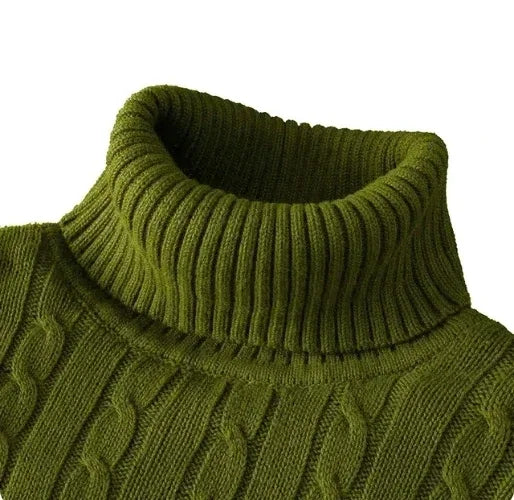 Men's High Neck Sweater Solid Color Pullover Knitted Warm Casual Turtleneck Sweatwear Woolen Mens Winter Outdoor Tops