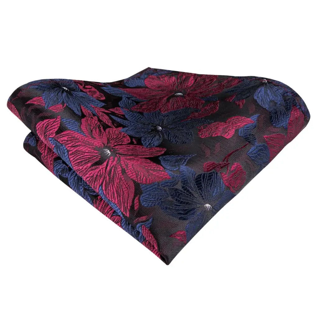 Hi-Tie Red Fashion Paisley 100% Silk Men's Tie Set 8.5cm Wedding Ties For Men New Design Hanky Cufflinks Set Quality Necktie