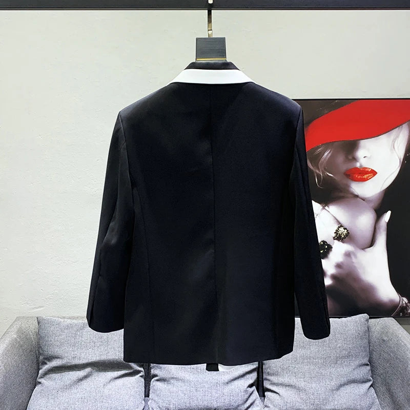 PFHQ Stylish Color Contrast Original Design Men's Casual Suit Coat High Quality Street Elegant Luxury 2023 Trendy Jacket Spring