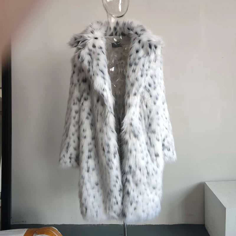 PFHQ 2023 Men's Stylish Imitation Mink Clothes Winter New Elegant Leopard Print Trendy Faux Fur Fox Hair Long Warm Coat 21Q4438