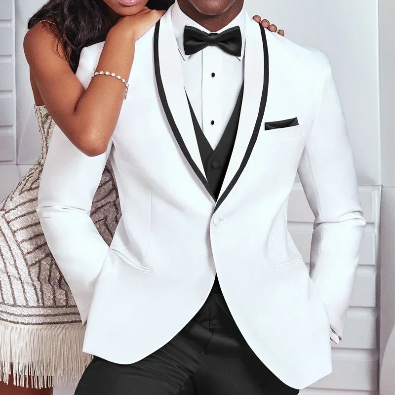 Formal Wedding Tuxedo For Groom  Slim Fit Men Suits 3 Pcs Male Fashion Costume Jacket With Pants Vest Custom Made