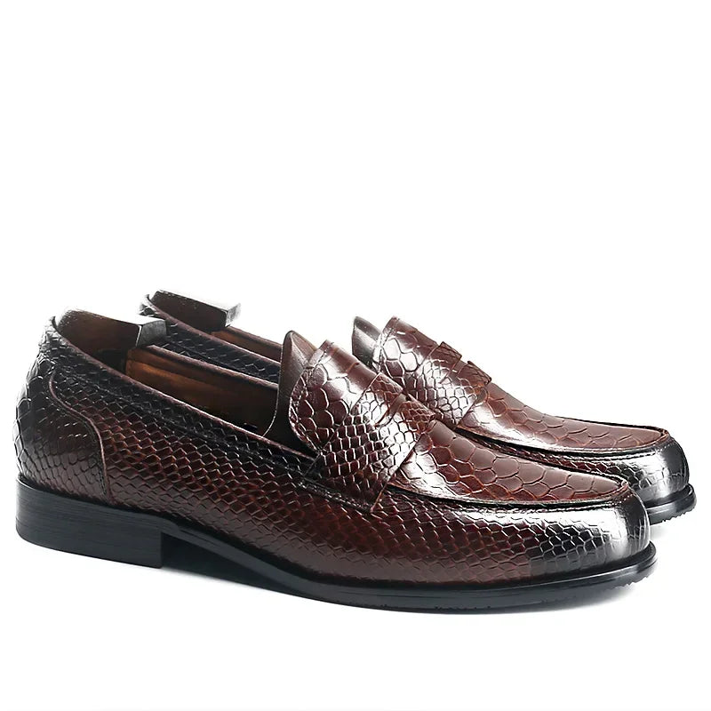 ELEGANT MEN LOAFERS SHOES BLACK BROWN SNAKE PRINT CASUAL MENS DRESS SHOES WEDDING OFFICE BUSINESS REAL LEATHER shoes men