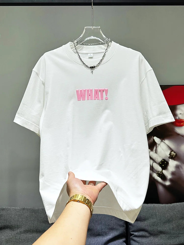 PFHQ Round Neck New Simple Men's T-shirt 3D Letter Printed Short Sleeve Handsome Outdoor Sports Anti-wrinkle Tops Summer 21Z4666