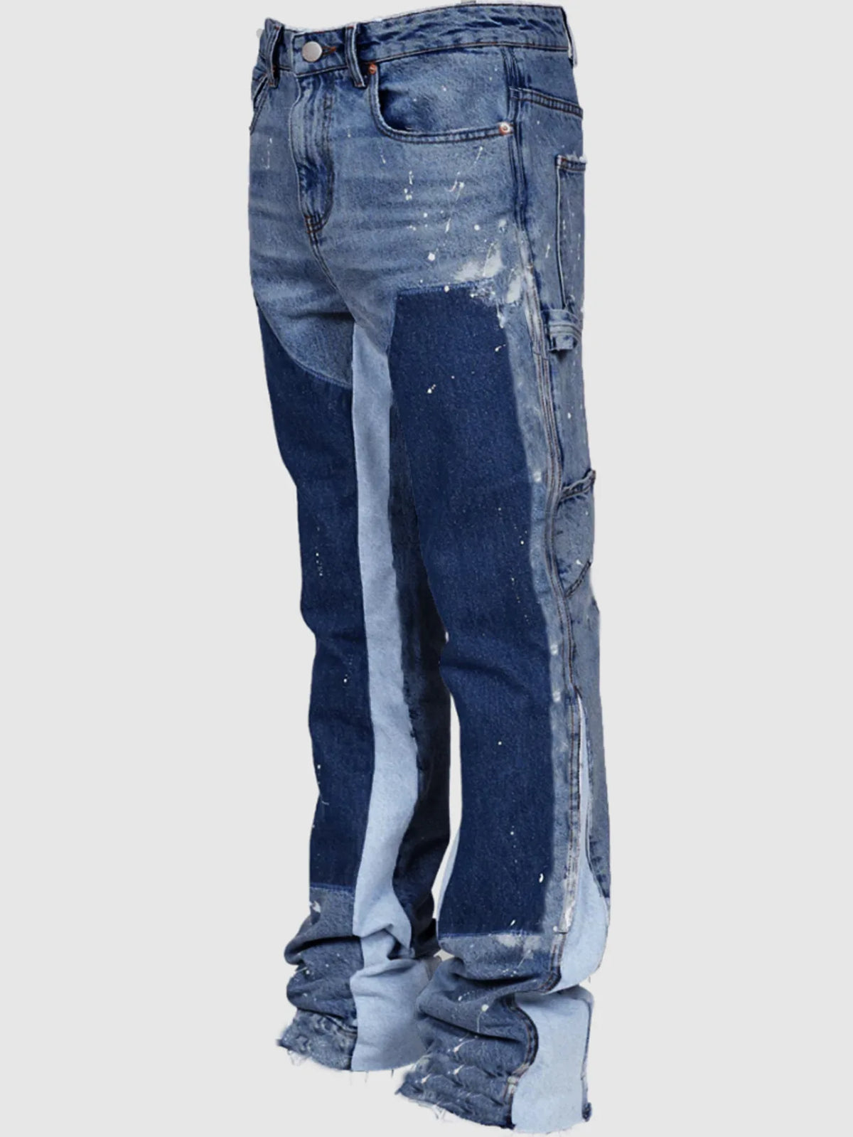 Y2k Jeans Men Painting Patch Baggy Stacked Jeans 2024 Fashion Work Wear Popular Stretch Patch Denim Stacked Flare Jeans Pants